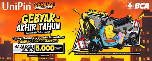 Gebyar Akhir Tahun – Top Up Game Favoritmu Pakai BCA Virtual Account dan Dapatkan Bonus Voucher UniPin 5 Ribu